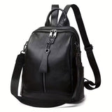 The Duvane | Structured Black Leather Backpack