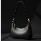 Modern Crescent Black Shoulder Bag