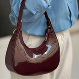 Modern Crescent Burgundy Shoulder Bag