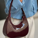 Modern Crescent Burgundy Shoulder Bag