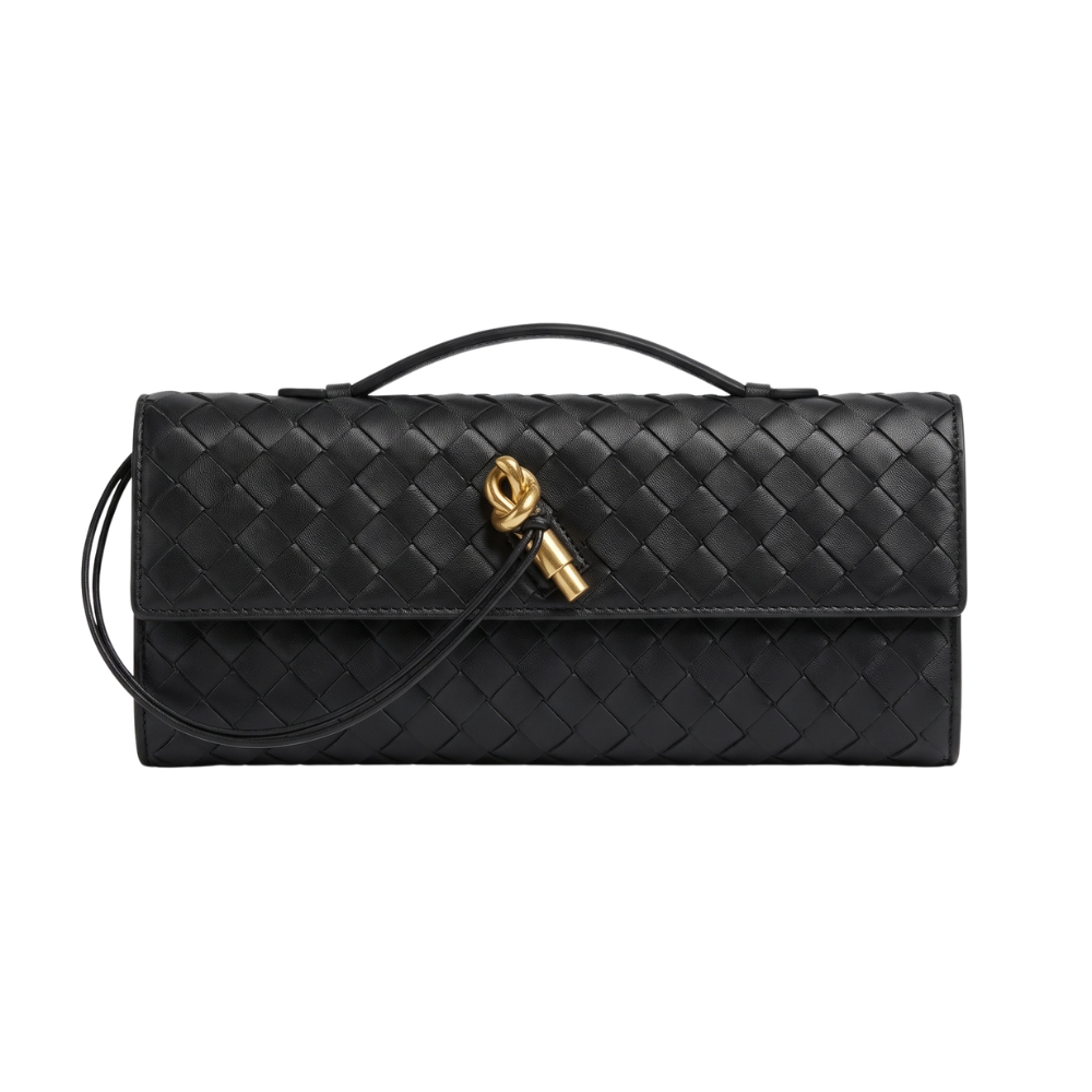 Two-Way Woven Flap Clutch Bag