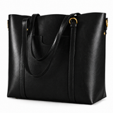 The Amara | Classic Black Leather Tote