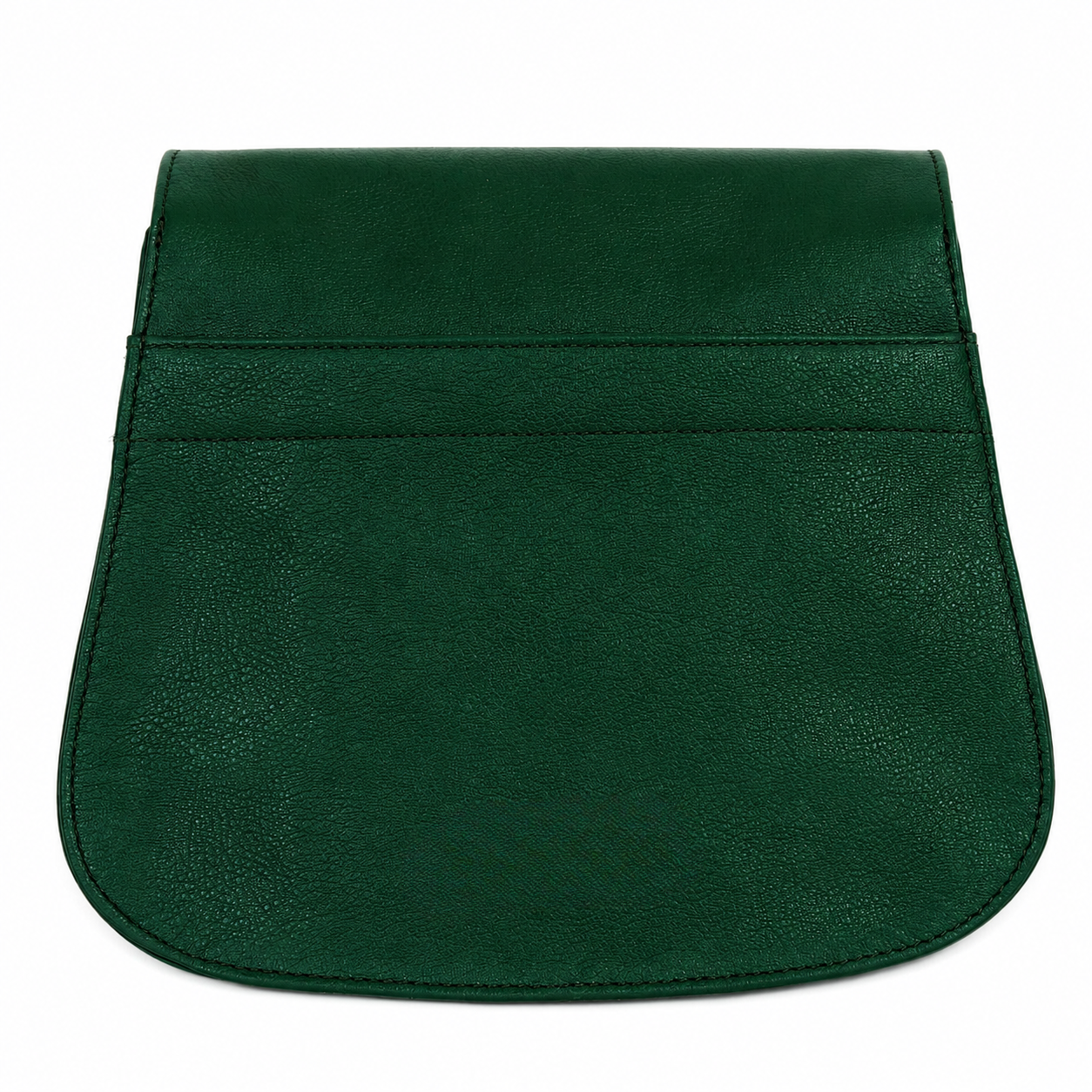 Green leather bag with 'Leathry' branding on a white background